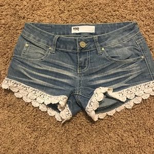 RSQ cali crochet jean shorts